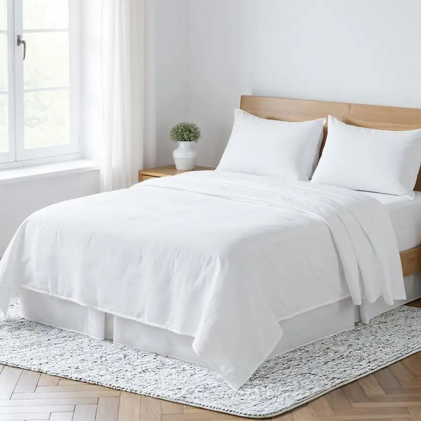White Linen Full Double Flat Sheet Photo 2