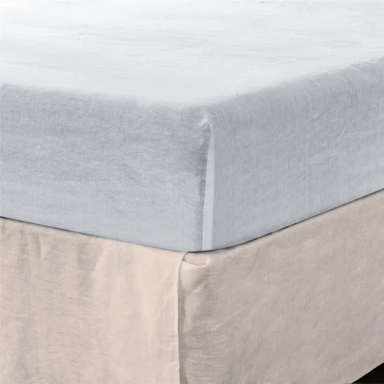 White Linen Twin Fitted Sheet Photo 2