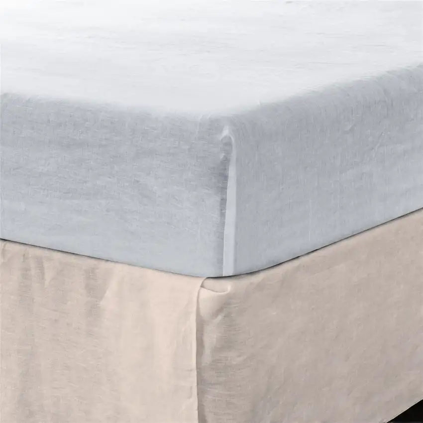 White Linen Twin Fitted Sheet Photo 2