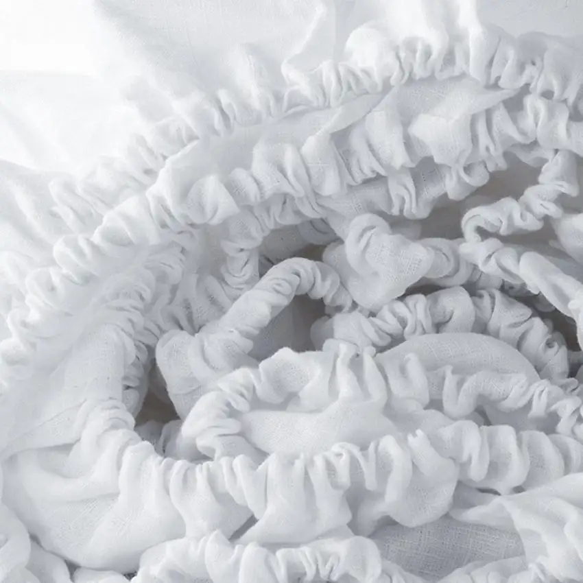 White Linen Twin Fitted Sheet Photo 4