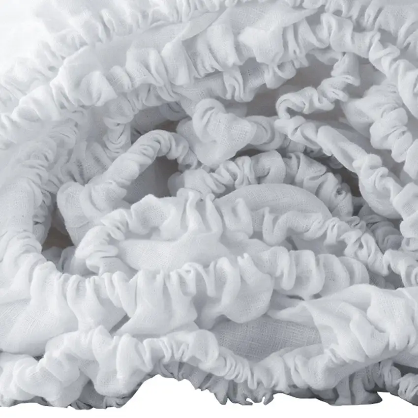 White Linen Twin Fitted Sheet Photo 3