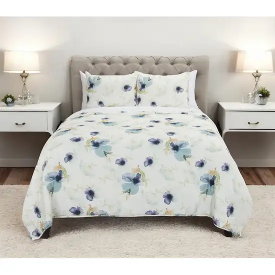 White-Multi Twin Extra Long 100% Cotton 300 Thread Count Machine Washable Down Alternative Comforter Photo 1