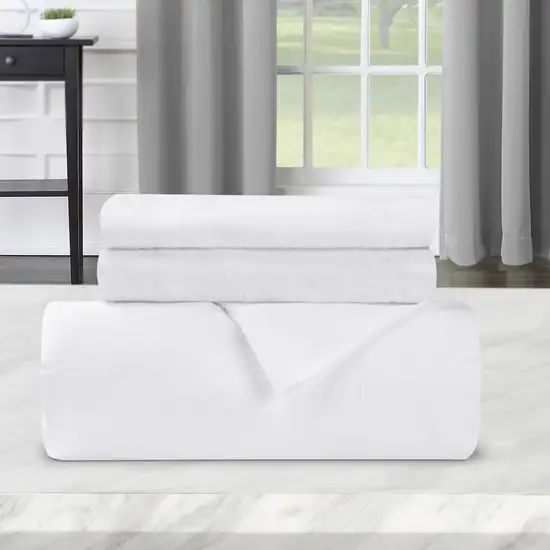 White Queen Cotton Blend Thread Count Washable Duvet Cover Set Photo 4