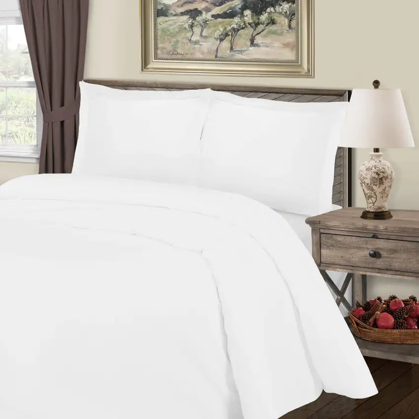 White Queen Cotton Blend Washable Duvet Cover Set Photo 2