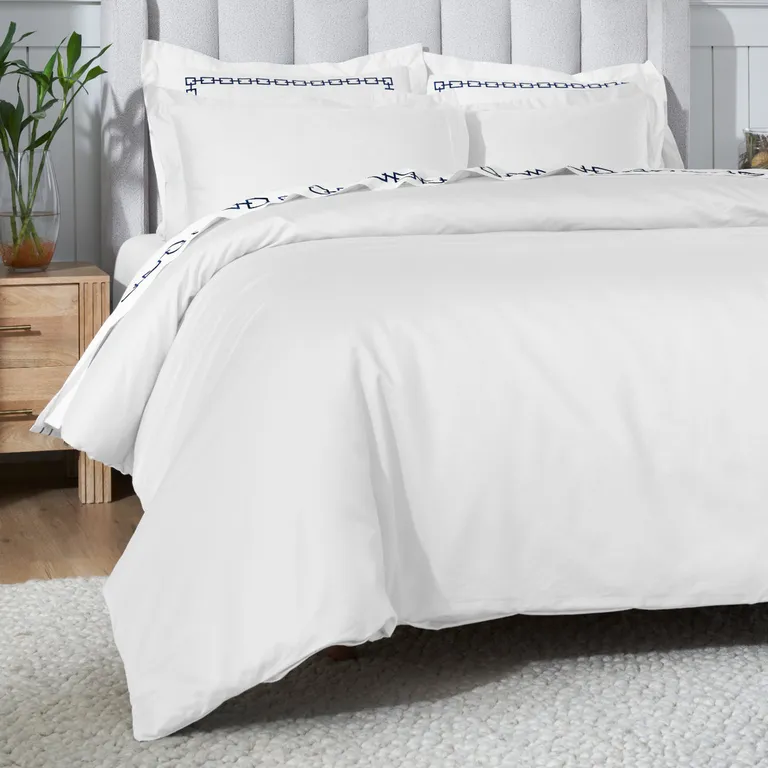 White Queen Cotton Blend Washable Duvet Cover Set Photo 4