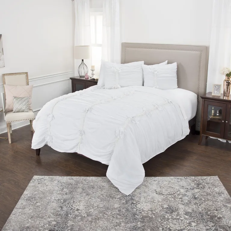 Queen 100% Cotton 300 Thread Count Machine Washable Down Alternative Comforter Photo 5