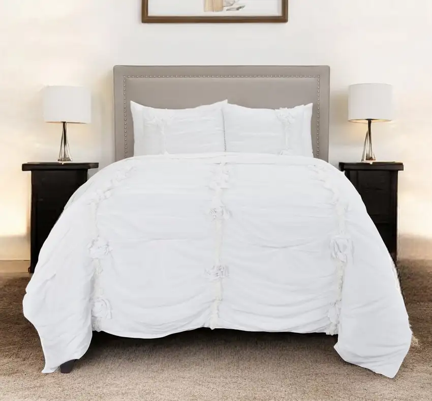 White Queen 100% Cotton 300 Thread Count Machine Washable Down Alternative Comforter Photo 1