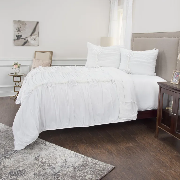 Queen 100% Cotton 300 Thread Count Machine Washable Down Alternative Comforter Photo 4