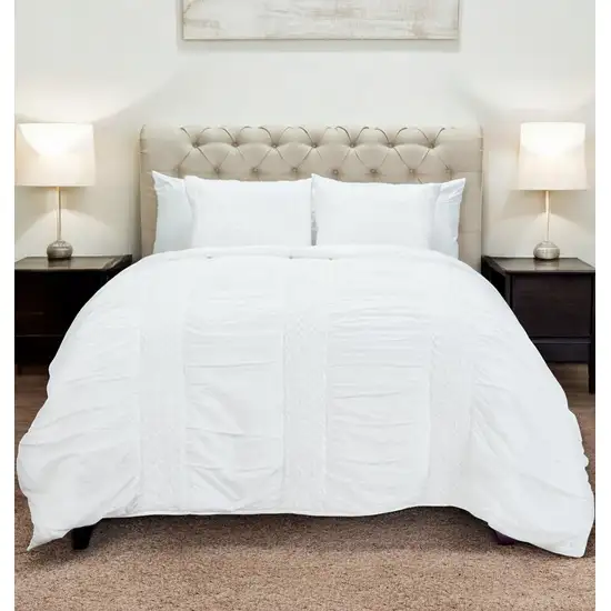 White Twin 100% Cotton 300 Thread Count Machine Washable Down Alternative Comforter Photo 1