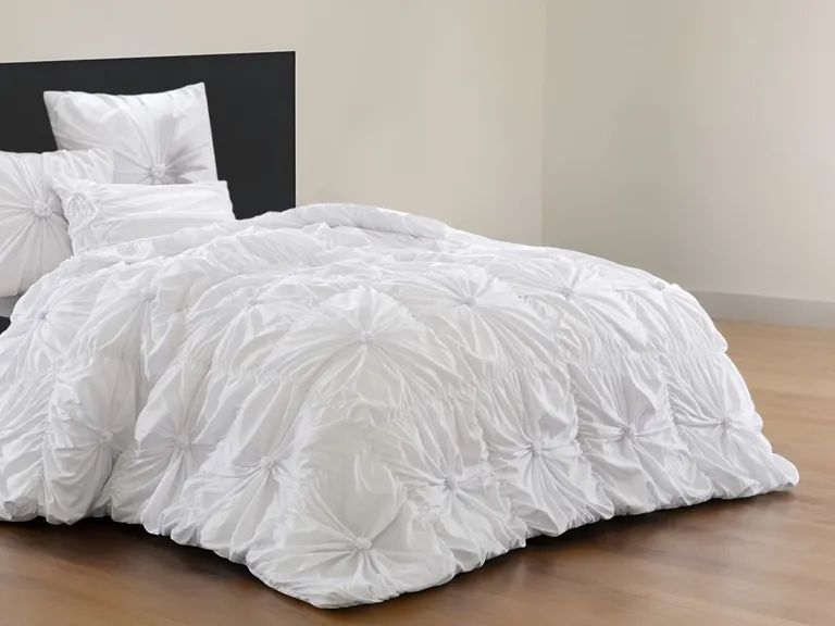 White Twin PolYester 180 Thread Count Washable Down Comforter Set Photo 5