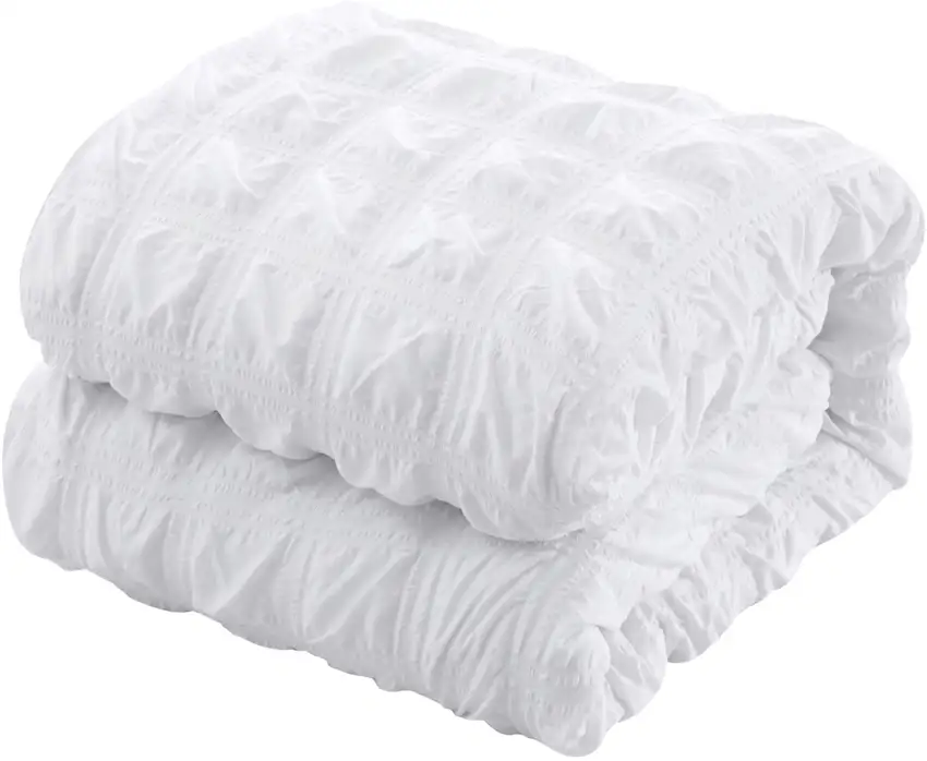 White Twin Polyester 180 Thread Count Washable Duvet Cover Set Photo 7
