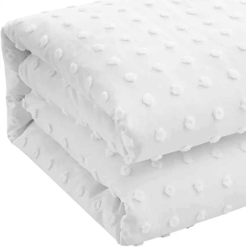 White Twin Polyester 220 Thread Count Washable Duvet Cover Set Photo 7