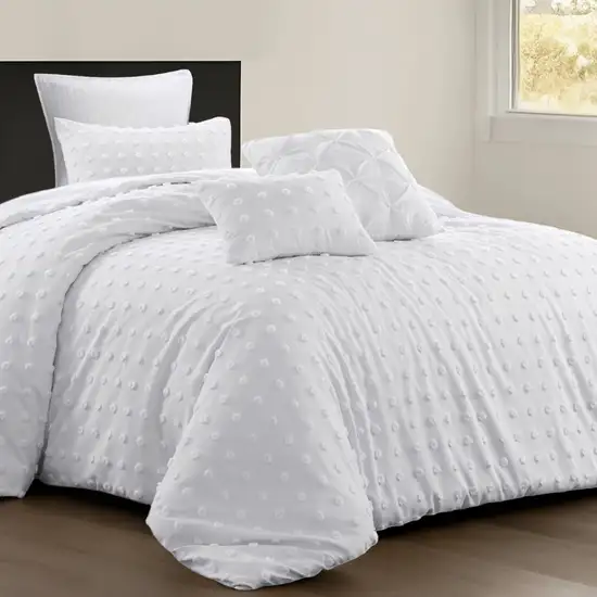 White Twin Polyester 220 Thread Count Washable Duvet Cover Set Photo 1