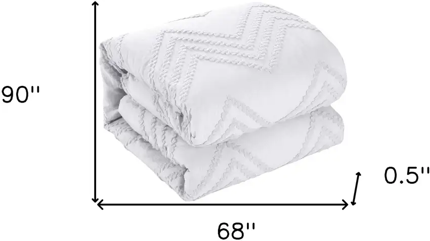 White Twin Polyester 180 Thread Count Washable Duvet Cover Set Photo 8