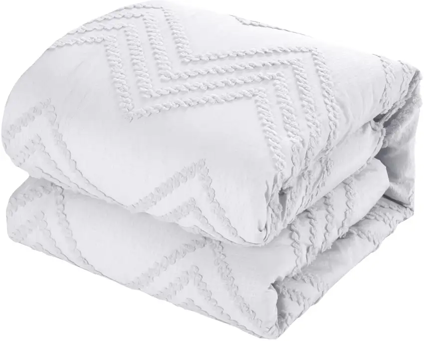 White Twin Polyester 180 Thread Count Washable Duvet Cover Set Photo 6