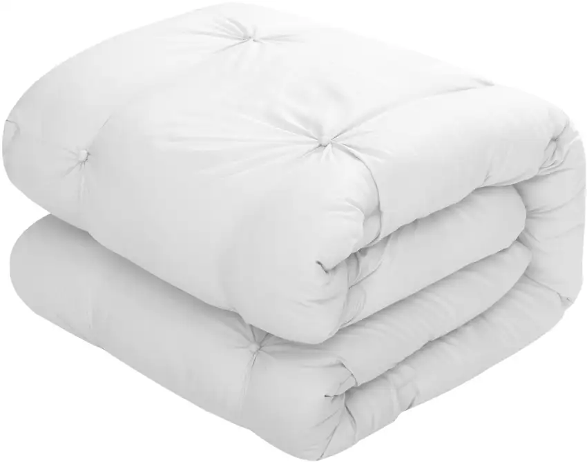 White Twin Polyester 180 Thread Count Washable Down Comforter Set Photo 7