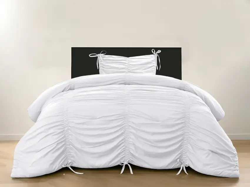 White Twin Polyester 180 Thread Count Washable Down Comforter Set Photo 1