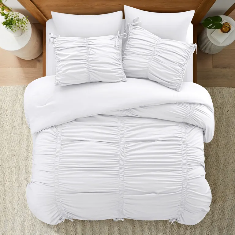 White Twin Polyester 180 Thread Count Washable Down Comforter Set Photo 4