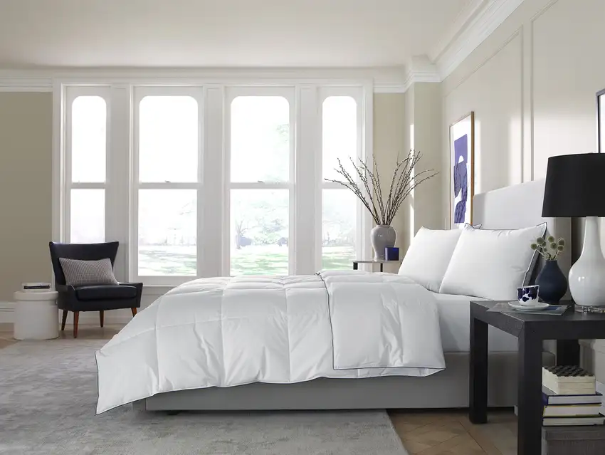 White  Washable Feather And Down Blend Comforter Photo 6