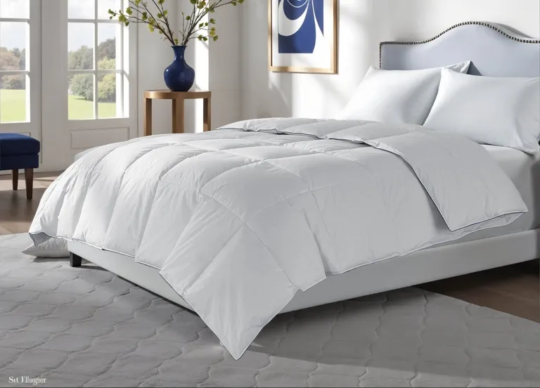 White  Washable Feather And Down Blend Comforter Photo 2