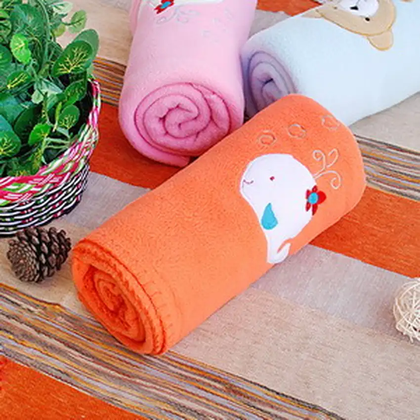 White Whale - Orange -  Embroidered Applique Coral Fleece Baby Throw Blanket (29.5 by 39.4 inches) Photo 2