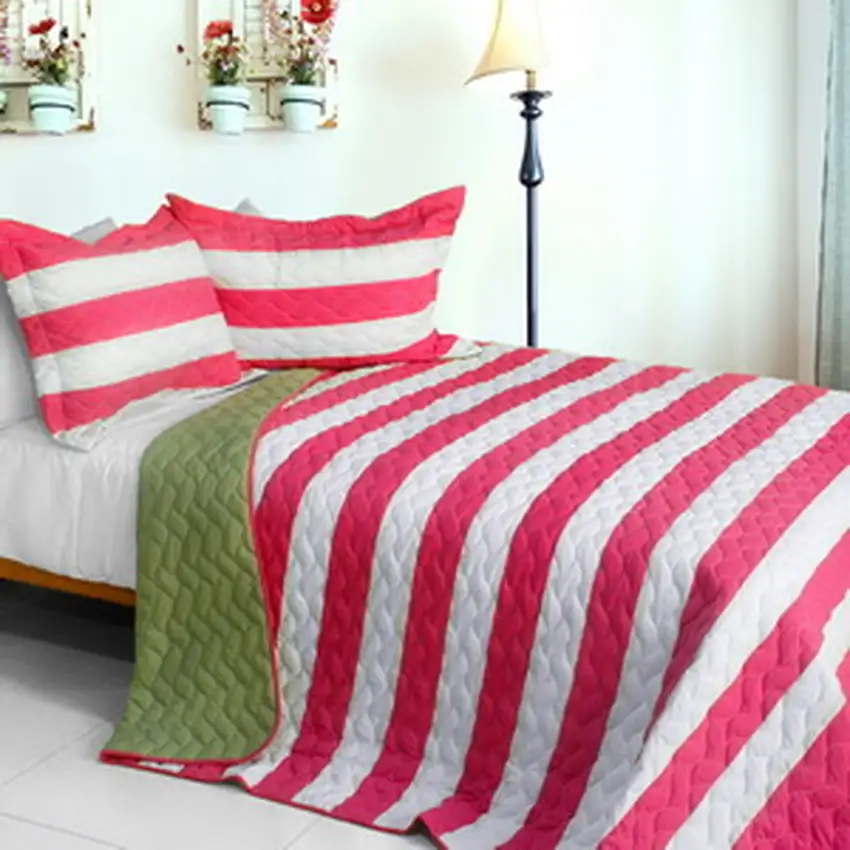 Wonderland Secret -  3PC Vermicelli-Quilted Patchwork Quilt Set (Full/Queen Size) Photo 1