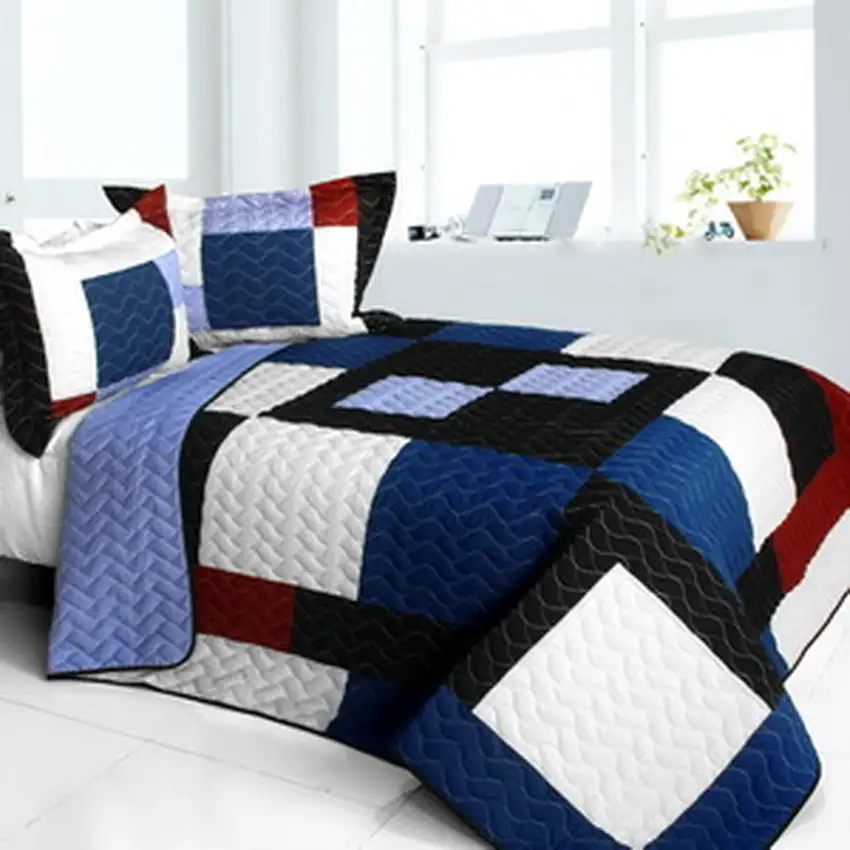 Your Imagine -  Brand New Vermicelli-Quilted Patchwork Quilt Set Full/Queen Photo 2